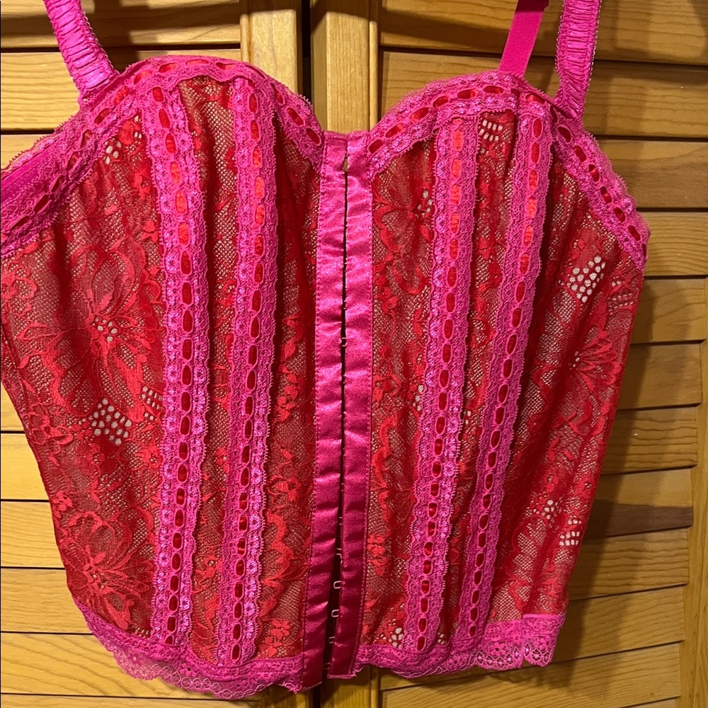 Torrid Vibrant Pink Lace Bustier Top